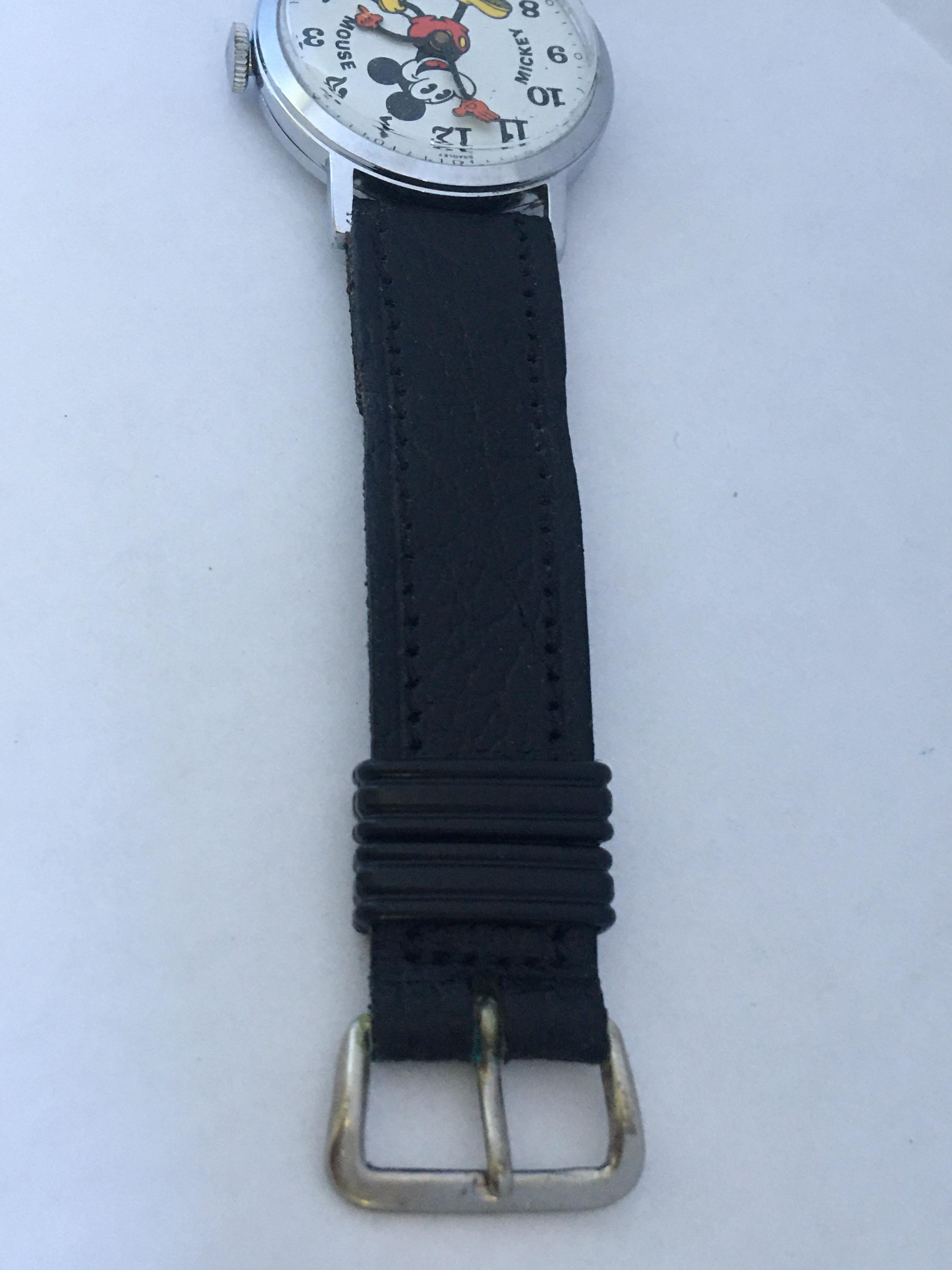 Vintage 1970s Mickey Mouse Moving Hands Mechanical Watch 3