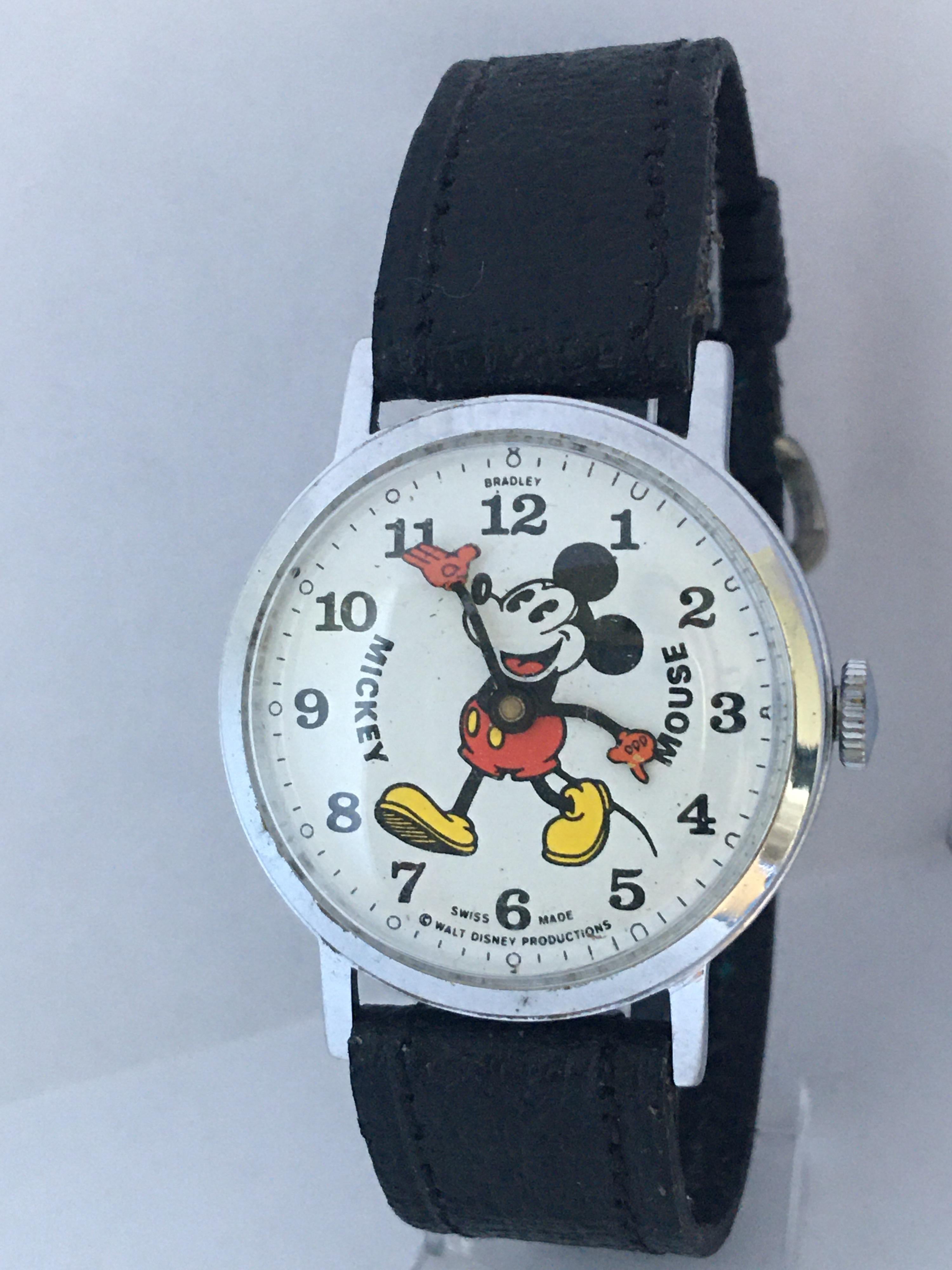 Vintage 1970s Mickey Mouse Moving Hands Mechanical Watch 4