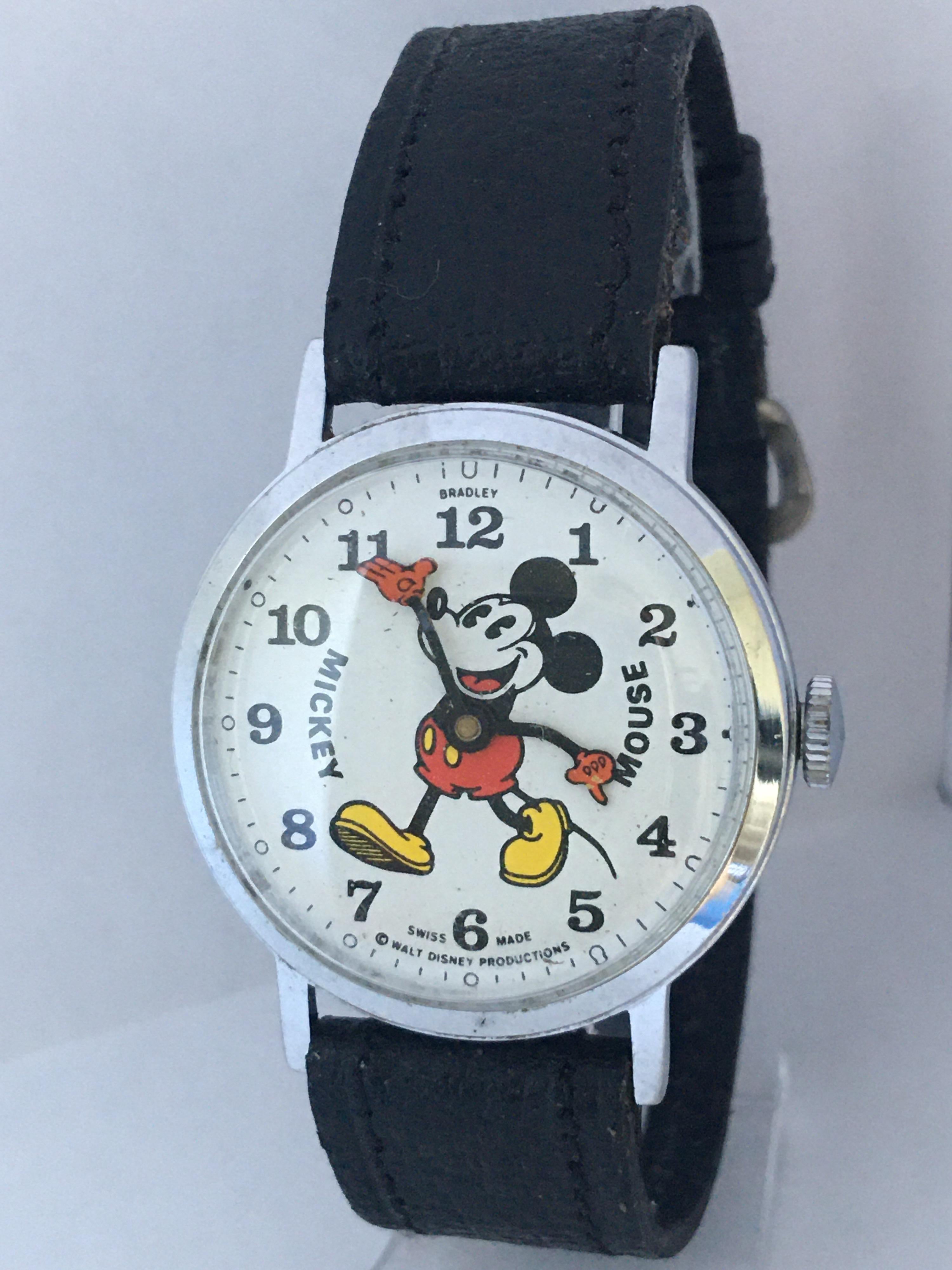 Vintage 1970s Mickey Mouse Moving Hands Mechanical Watch 5