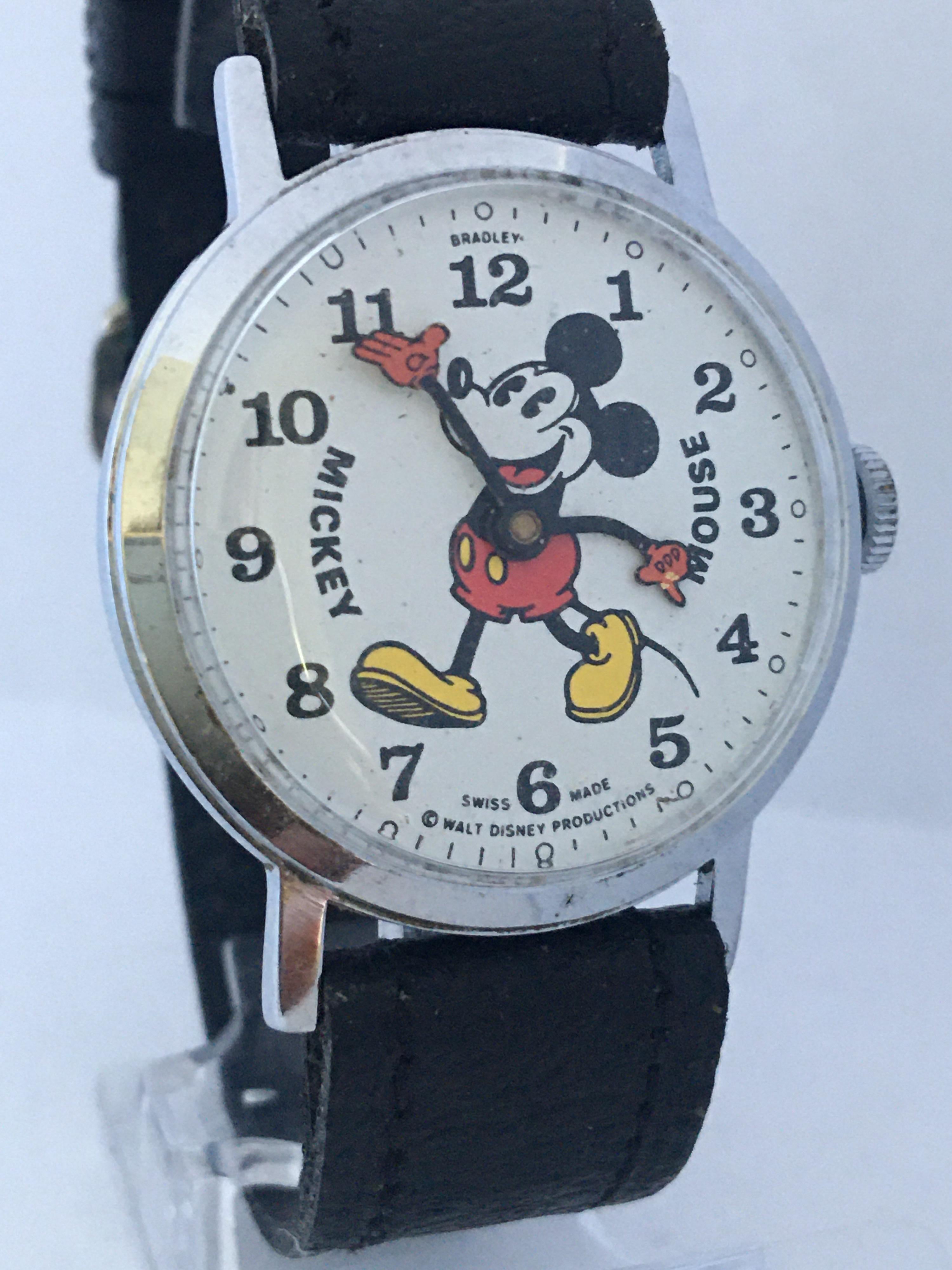 Vintage 1970s Mickey Mouse Moving Hands Mechanical Watch 2