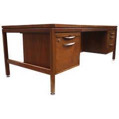 Vintage 1970s Midcentury Danish Modern Walnut Executive Desk by Jens Risom