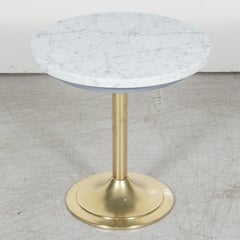 Vintage 1970s Mid-Century Modern French Brass and Marble Top Cocktail Side Table