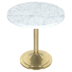 Vintage 1970s Mid-Century Modern French Brass and Marble Top Cocktail Side Table