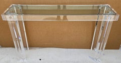 Vintage 1970s Mid-Century Modern Lucite Console Sofa Table