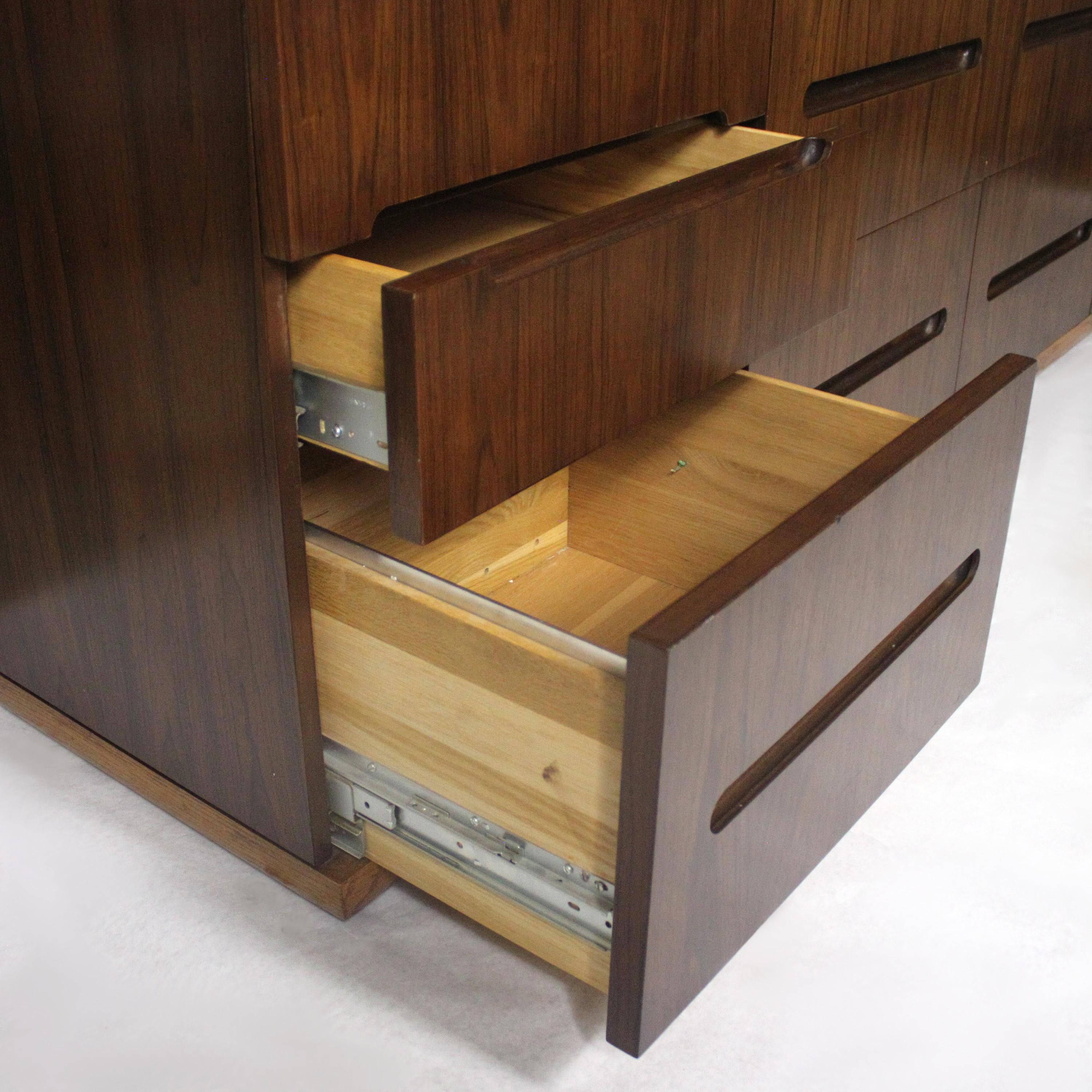 Late 20th Century Vintage 1970s Mid-Century Modern Rosewood and Oak Credenza Buffet by Dunbar