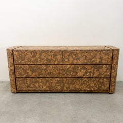 Vintage 1970s Mid Century Modern Six Drawer Cork Dresser