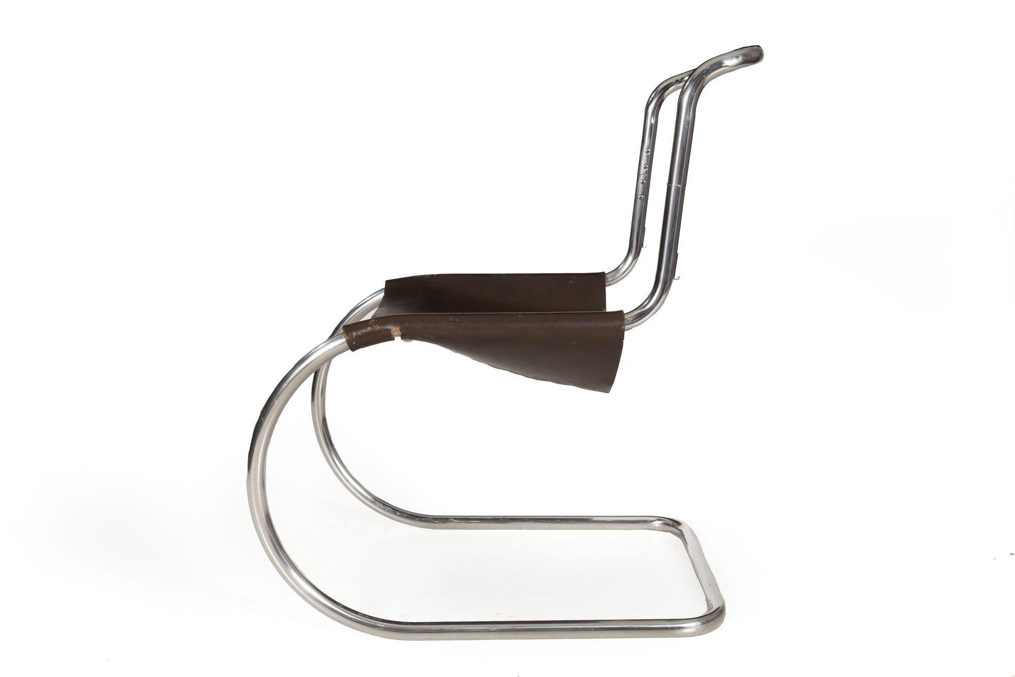 American Vintage 1970s Mies Van Der Rohe Mr10 Dining Chair, As-Is, Missing Leather For Sale