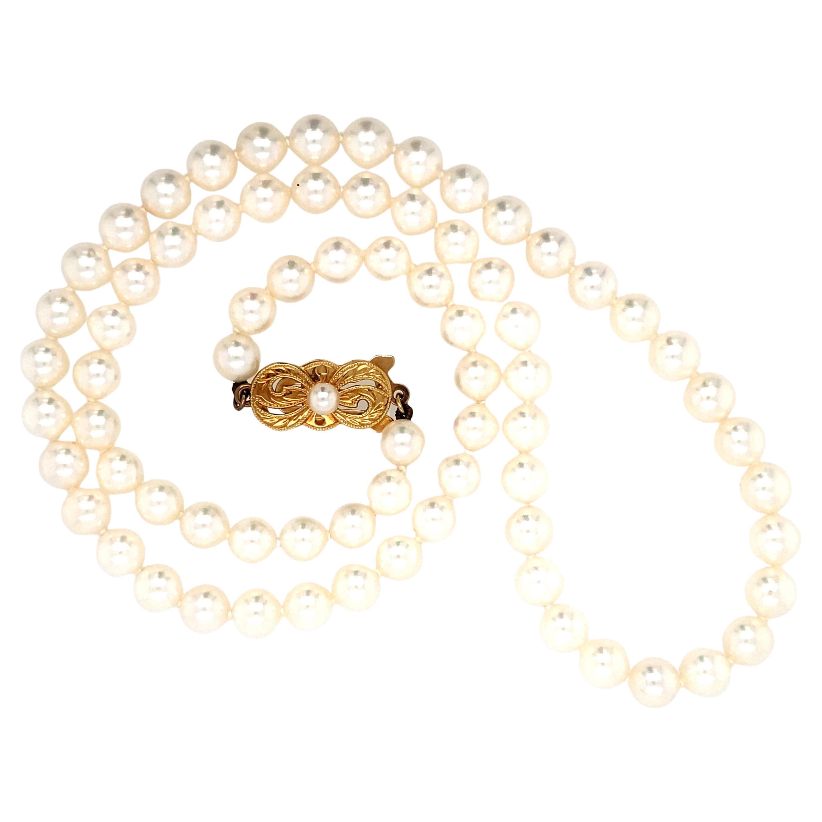 Vintage 1970s Mikimoto Pearl Strand Necklace For Sale