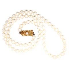 Vintage 1970er Jahre Mikimoto Perlenstrang-Halskette