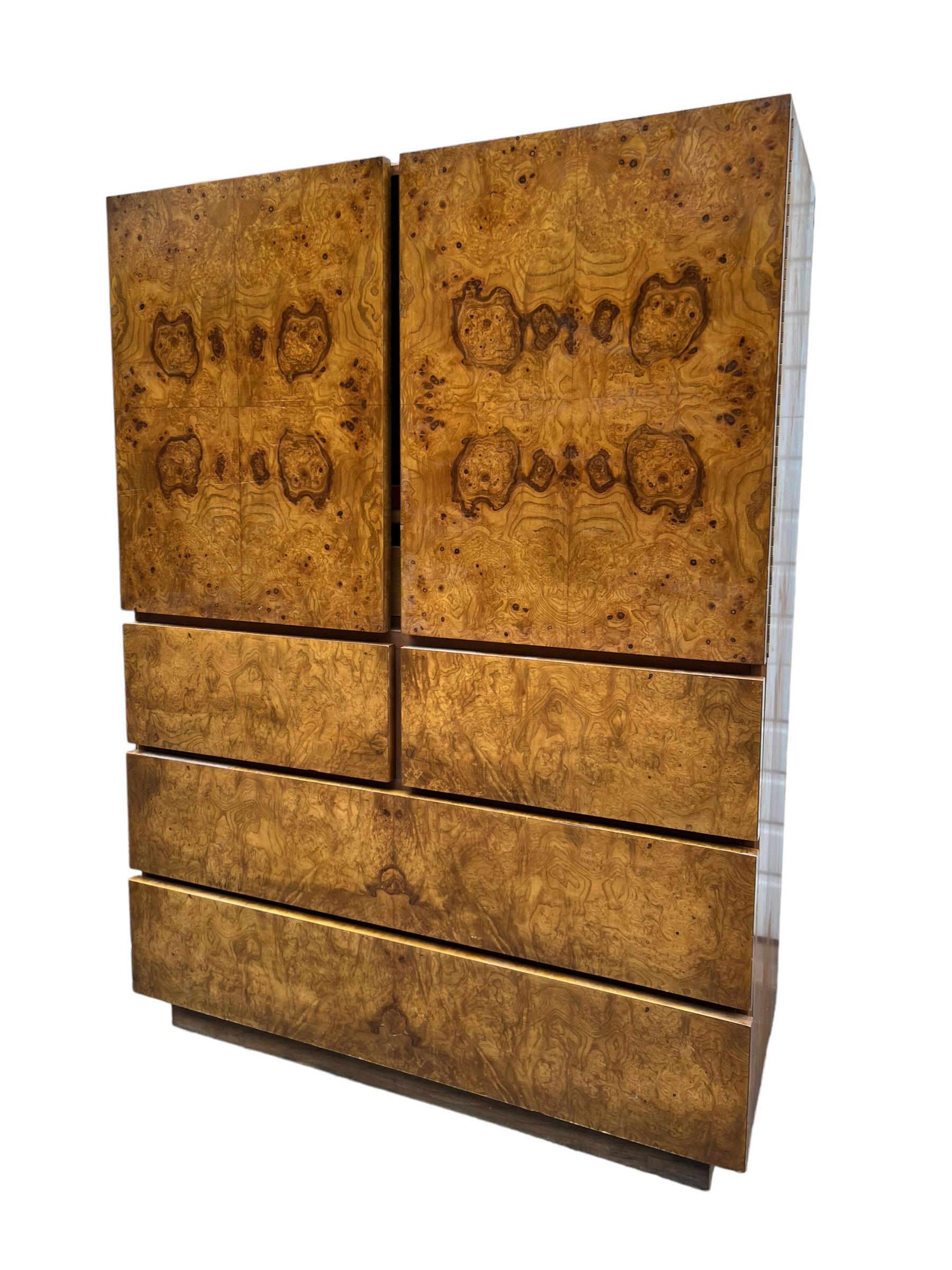 Mid-Century Modern Vintage 1970s Milo Baughman for Lane Mid Century Modern Burl Wood Dresser