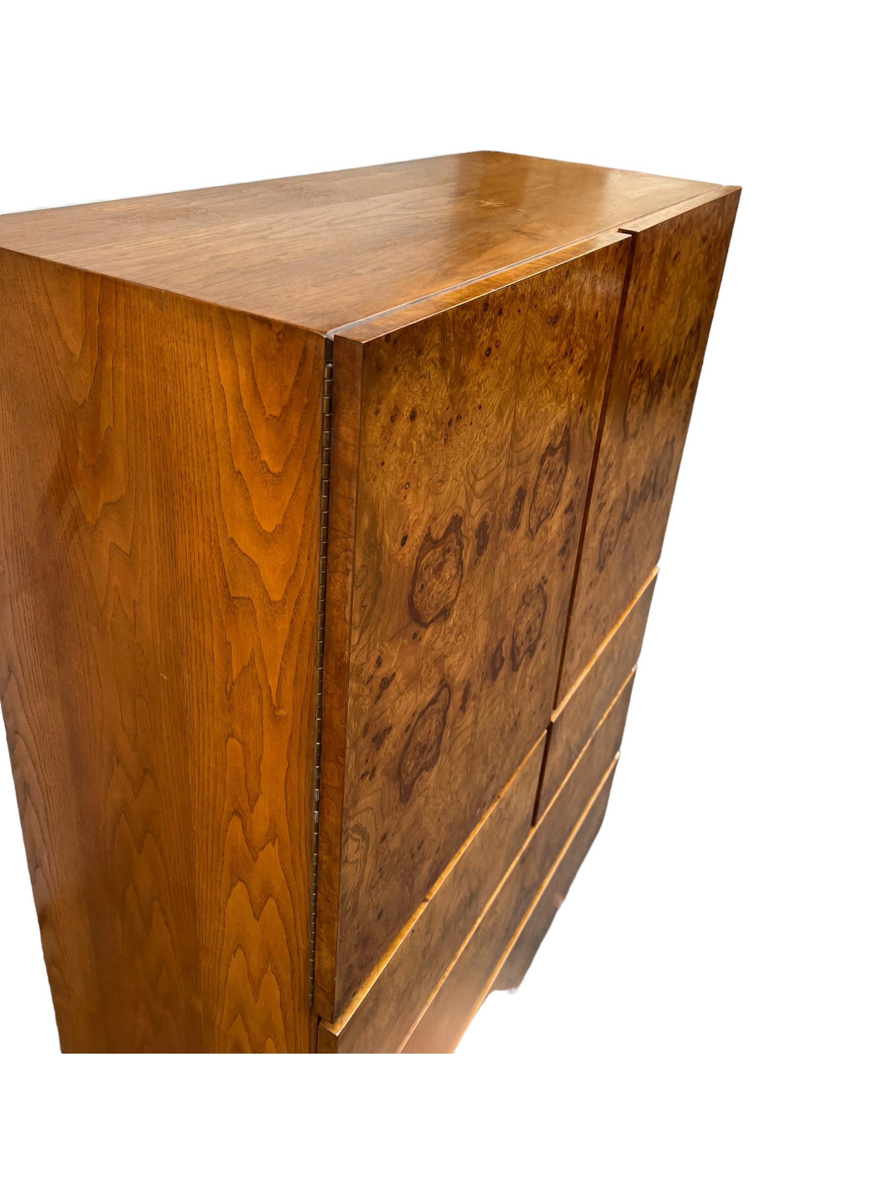 Late 20th Century Vintage 1970s Milo Baughman for Lane Mid Century Modern Burl Wood Dresser