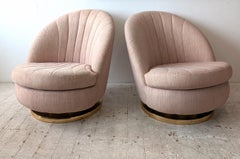 Vintage 1970s Milo Baughman Thayer Coggin pink swivel lounge chairs- 2 available