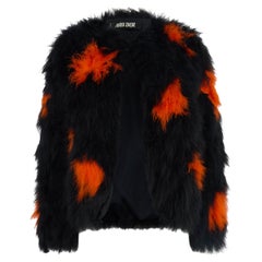 Vintage 1970's Miss Dior by Christian Dior Black/Orange Maribou Feather Jacket