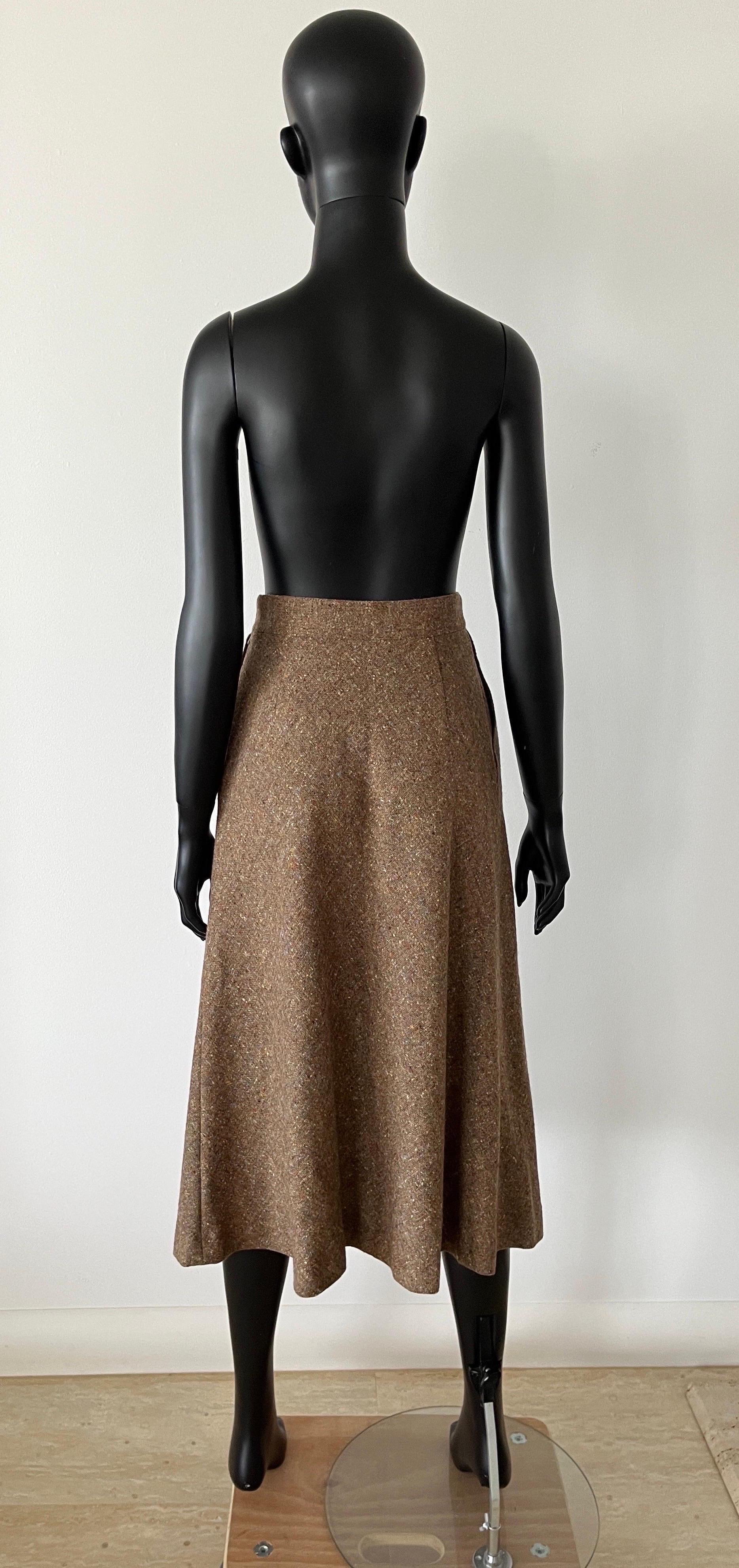 Marron VINTAGE 1970's MISSONI laine tweed  Jupe A-Line -  Jamais porté en vente