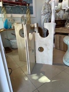 Vintage 1970s Modern Marble Stone & Chrome Dining Table or Center Table