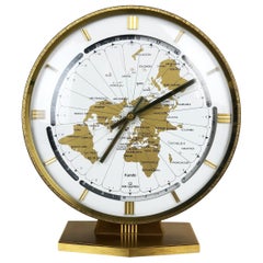 Vintage 1970 Modernist Ele-Quarz Table World Clock Horloge par Kundo:: Allemagne