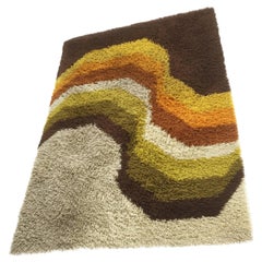 Vintage 1970s Modernist Multi-Color High Pile Rya Rug by Desso, Netherlands