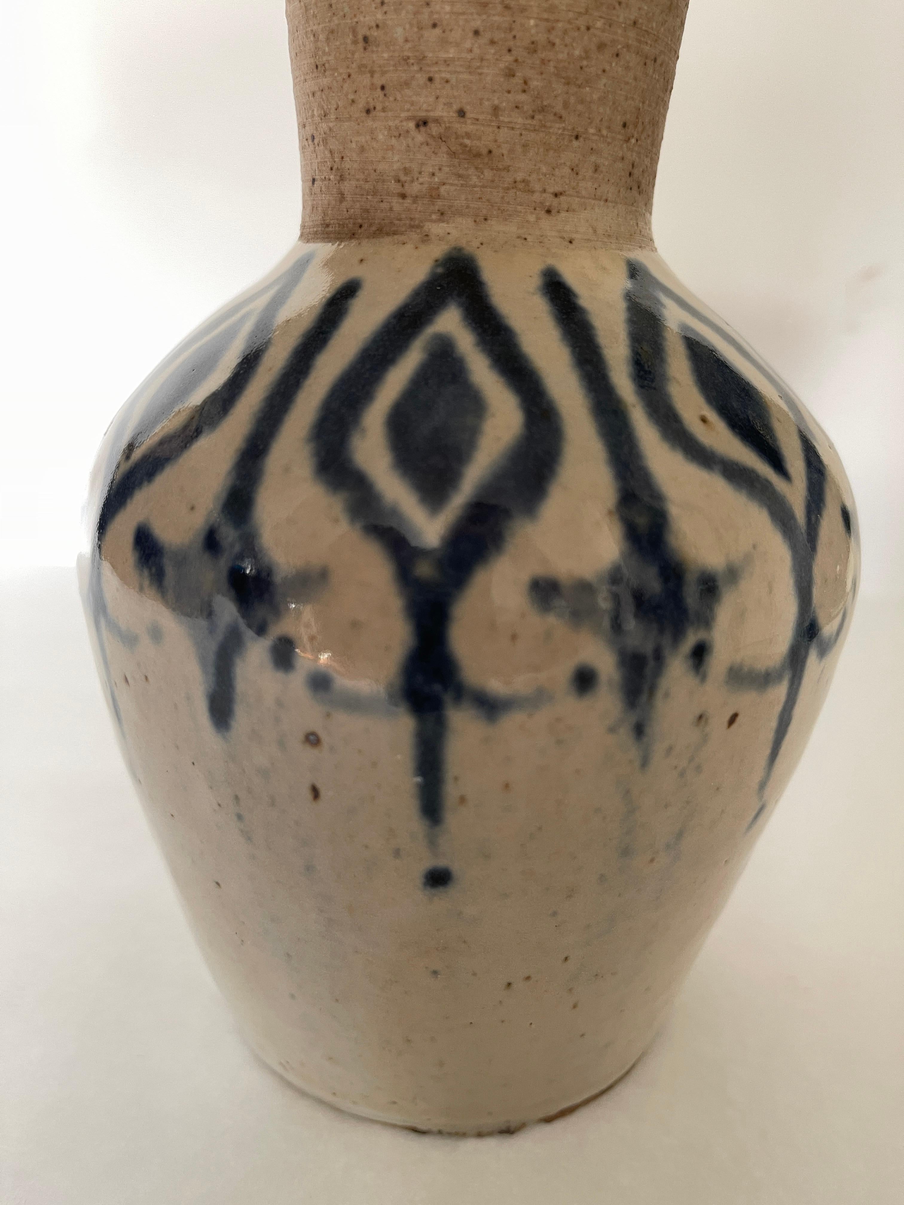 Vintage 1970's Moorish Design Studio Pottery Vase In Good Condition For Sale In New York, NY