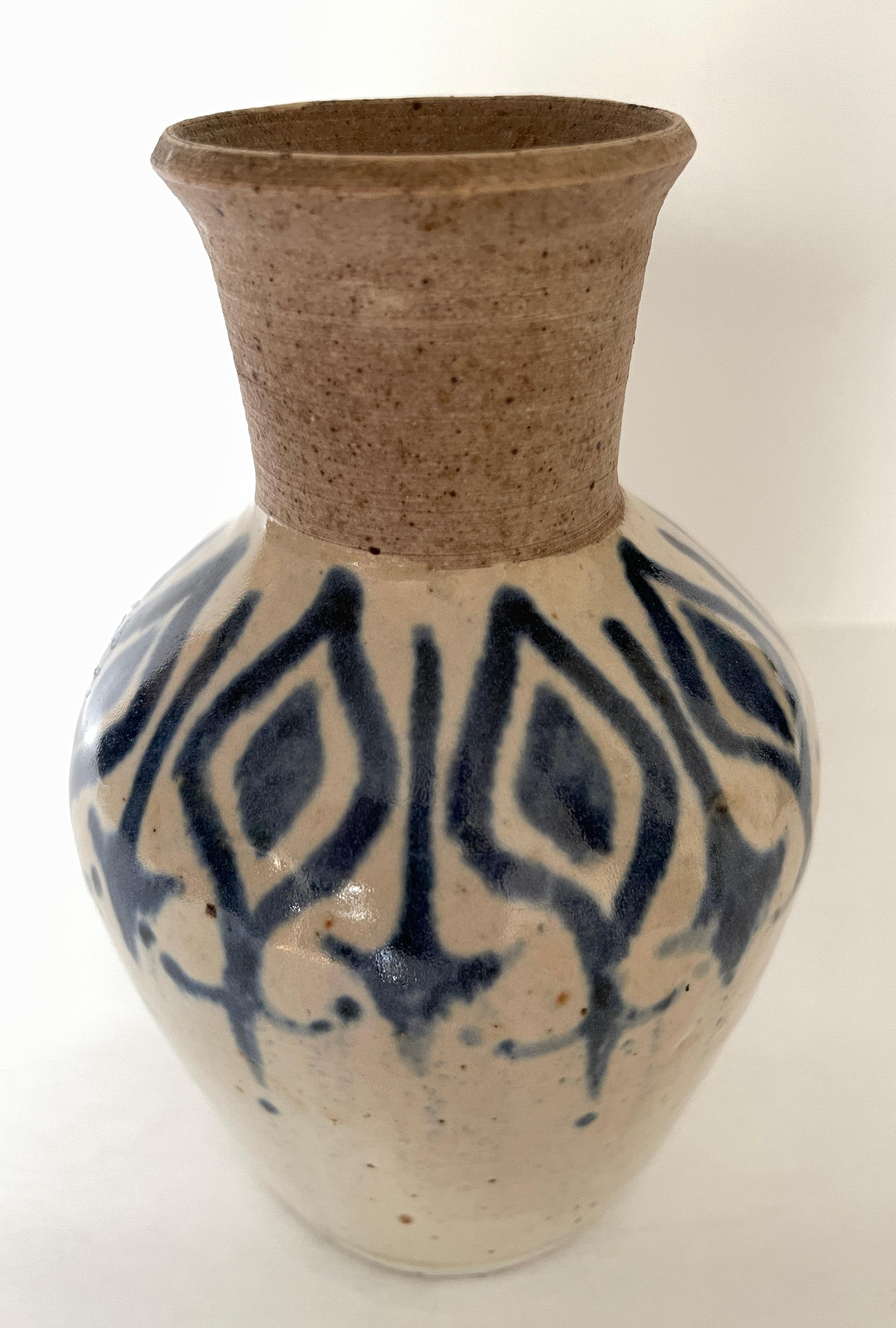 Vintage 1970's Moorish Design Studio Pottery Vase For Sale 1