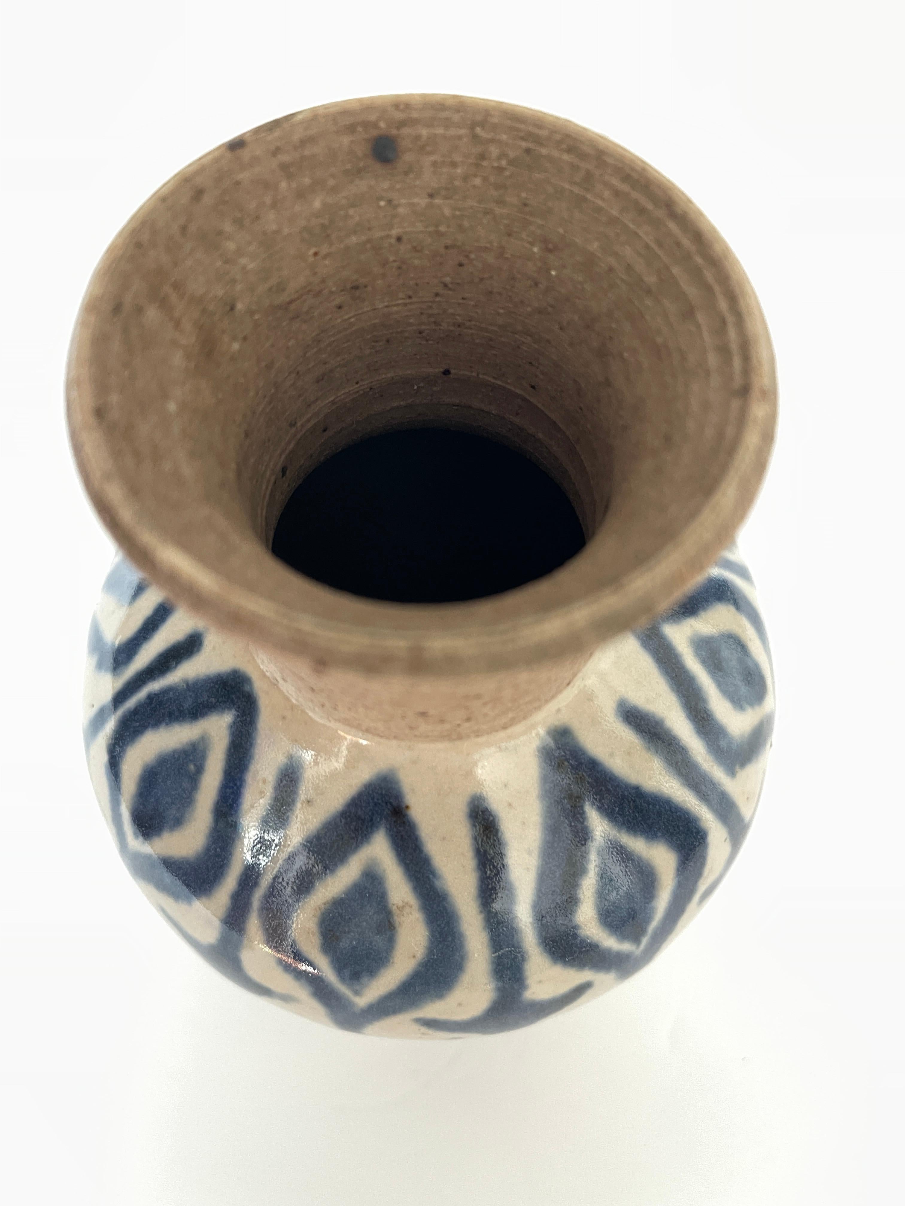 Vintage 1970's Moorish Design Studio Pottery Vase For Sale 2