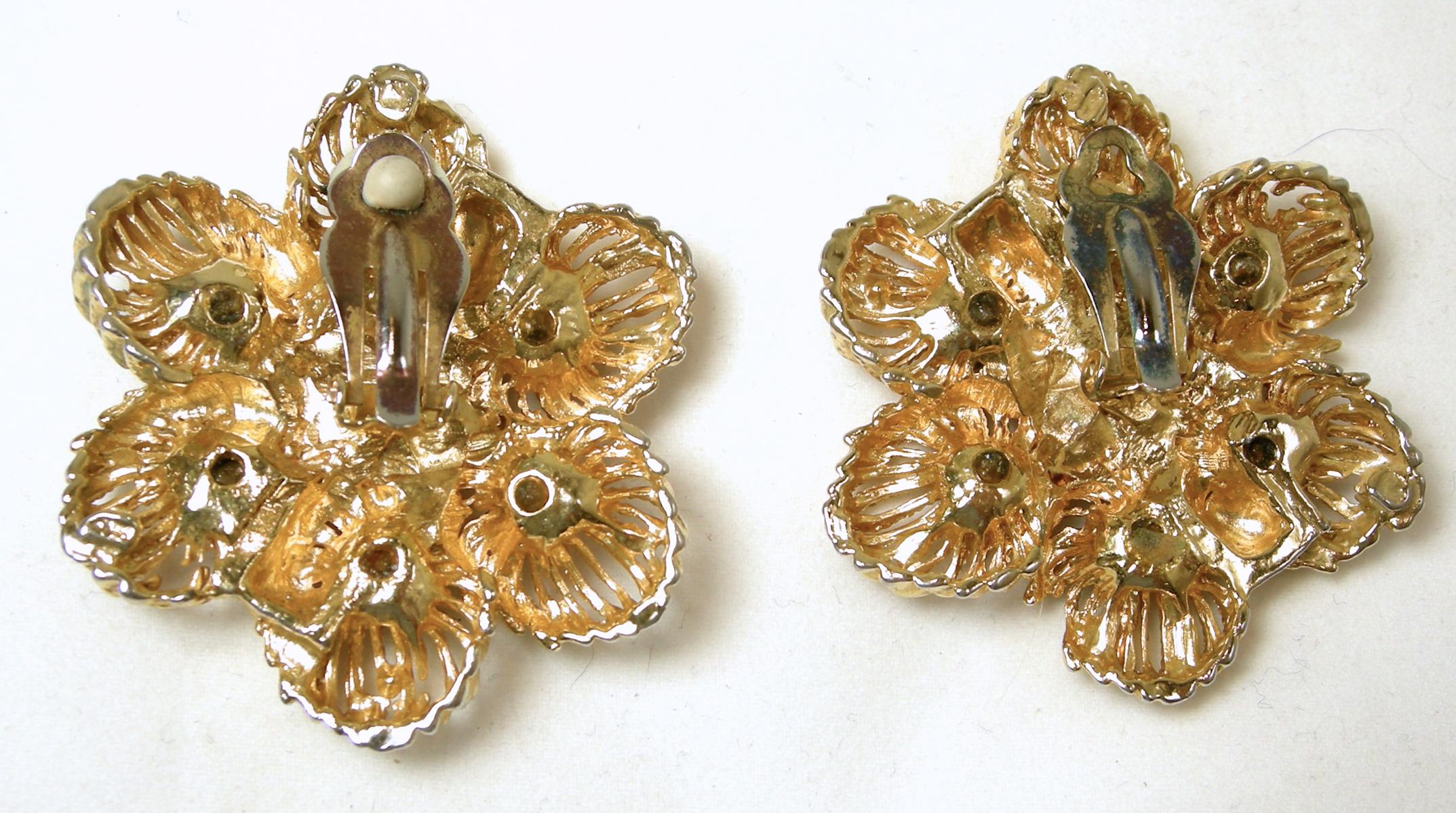 Women's Vintage 1970’s Multi-Color Crystals Earrings For Sale