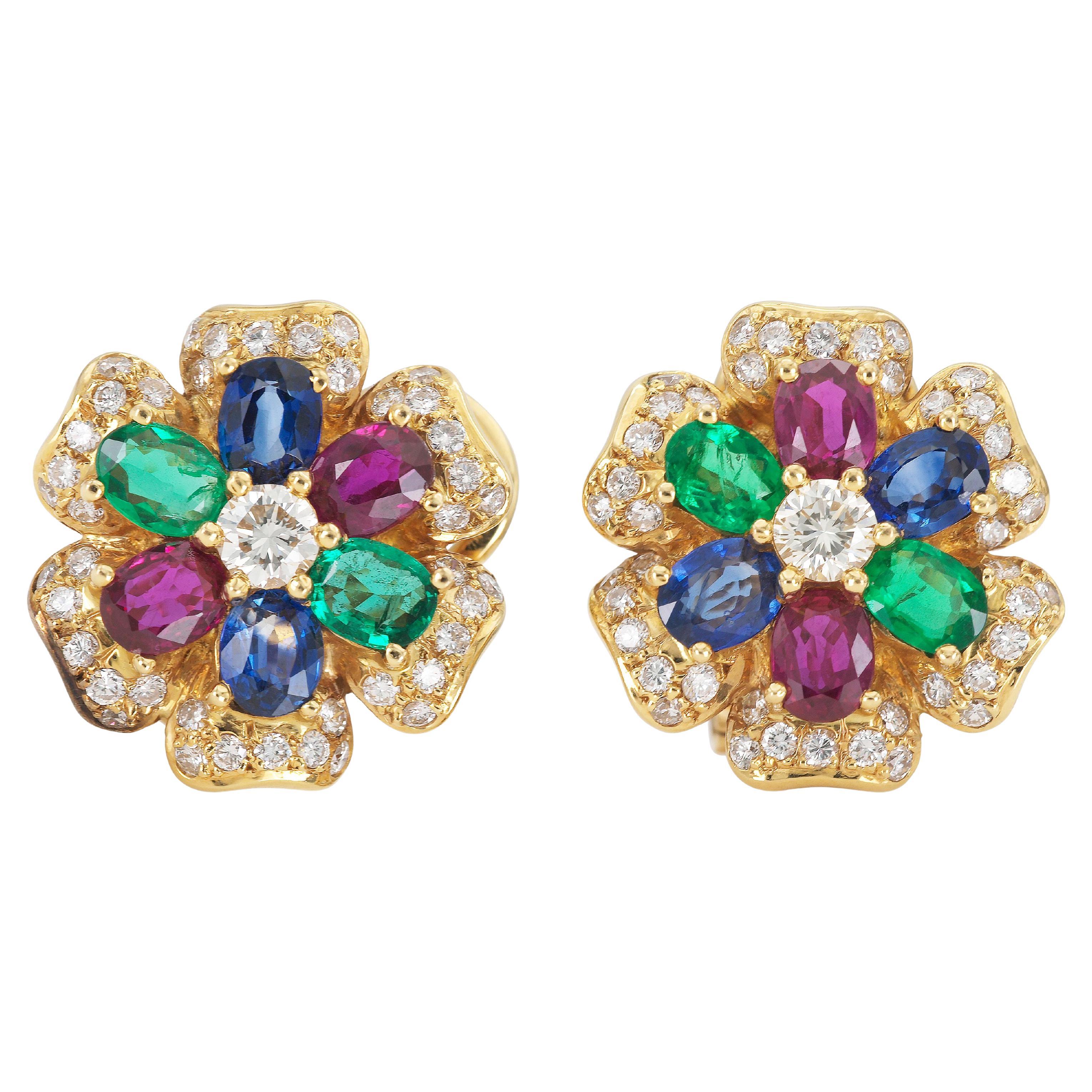 Orecchini a fiore multigemello vintage degli anni '70