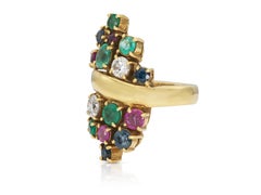 Vintage 1970s Multi-Gem Gold Ring