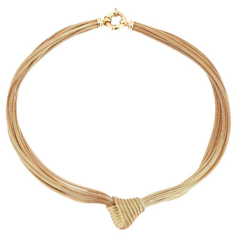 Collana a nodi d'oro a più fili vintage degli anni '70