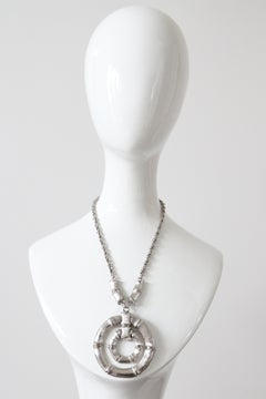 Vintage 1970's Napier Brushed Silver Bamboo Accent Necklace