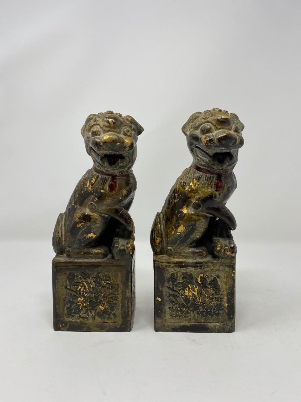 Vintage 1970s Neiman Marcus Japan Bronze Foo Dogs For Sale 1