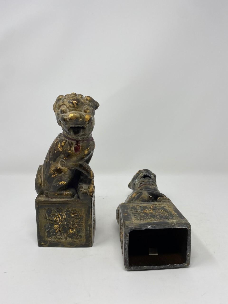 Vintage 1970s Neiman Marcus Japan Bronze Foo Dogs For Sale 5