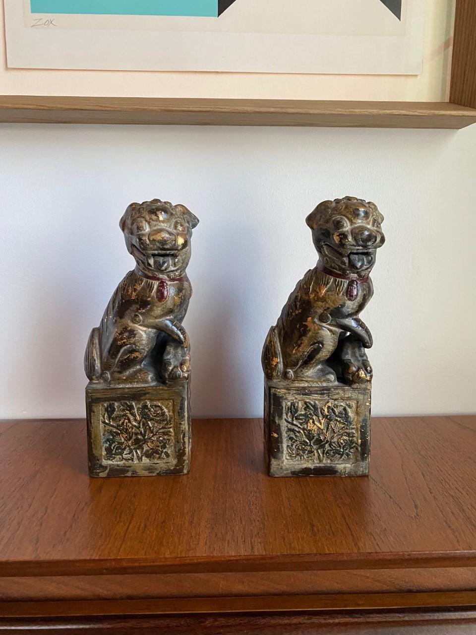 Fin du 20e siècle Neiman Marcus Japan Bronze Foo Dogs vintage des années 1970 en vente