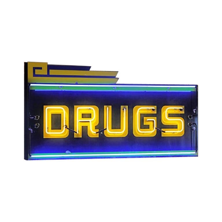 Vintage 1970s Neon 'Drugs' Sign For Sale
