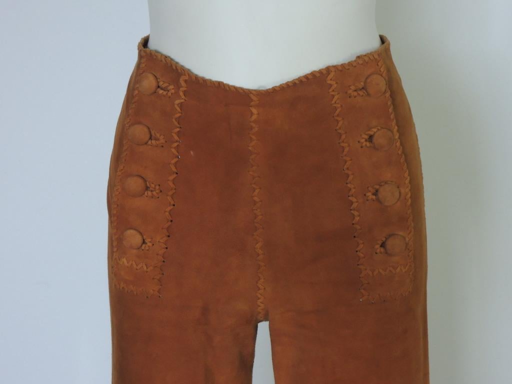 Vintage 1970's North Beach Leather Hippie Whipstitch Sailor Pants and Vest For Sale 9