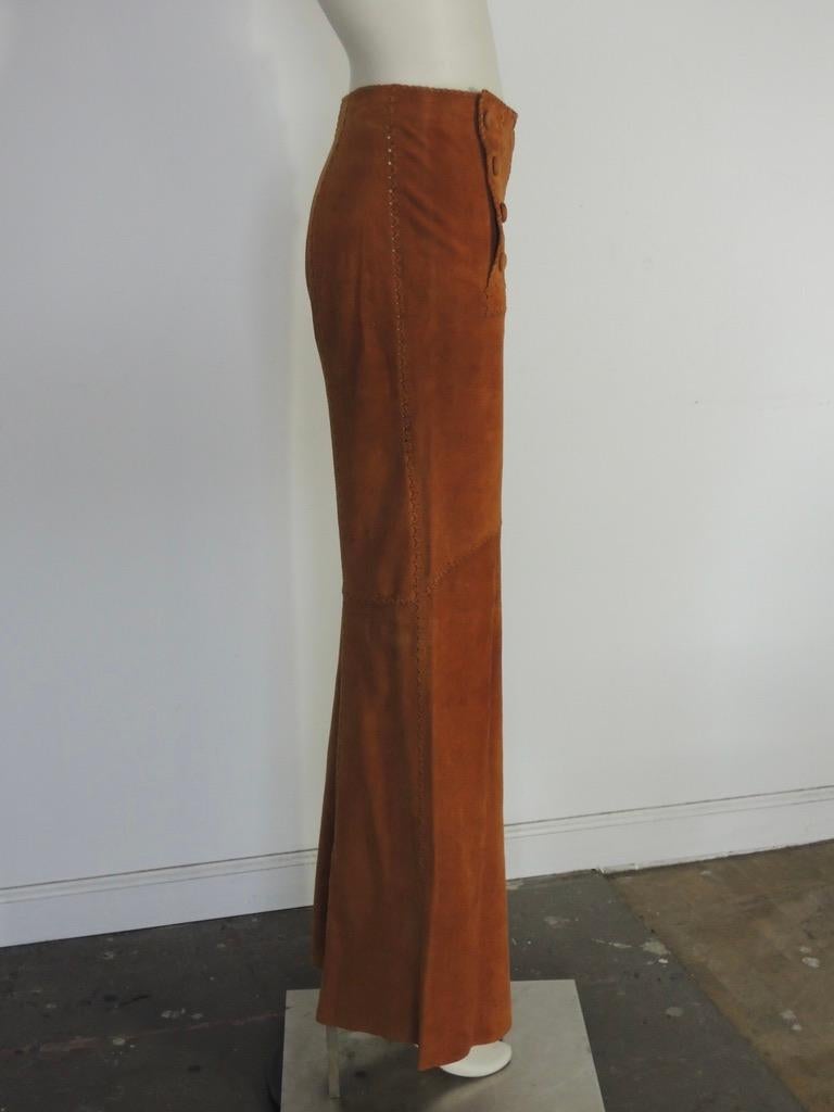 Vintage 1970's North Beach Leather Hippie Whipstitch Sailor Pants and Vest For Sale 11