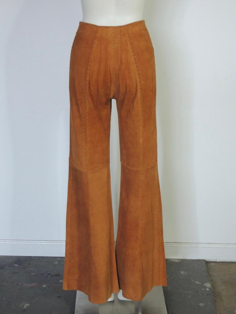 Vintage 1970's North Beach Leather Hippie Whipstitch Sailor Pants and Vest For Sale 12