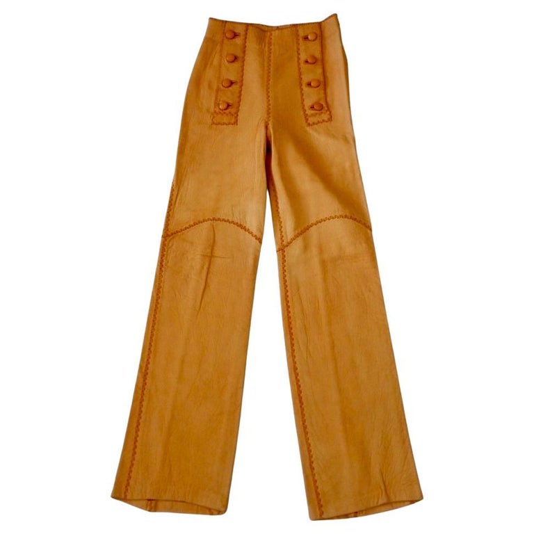 Vintage 1970's North Beach Leather Whipstitch Sailor Trousers For Sale
