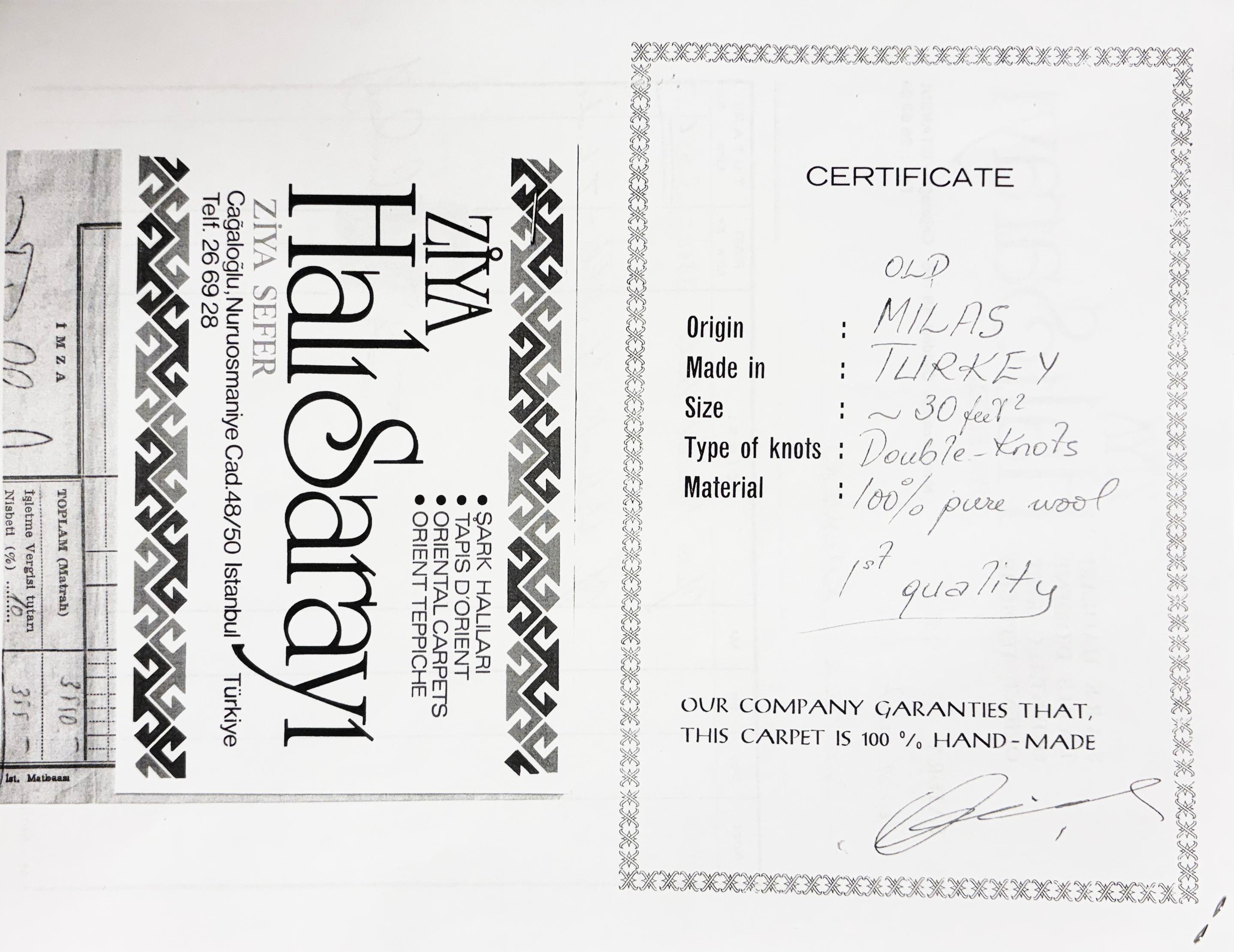 Turco Tappeto Vintage 1970 Old Milas fatto a mano in Turchia 100% pura lana 114 X 55 in vendita