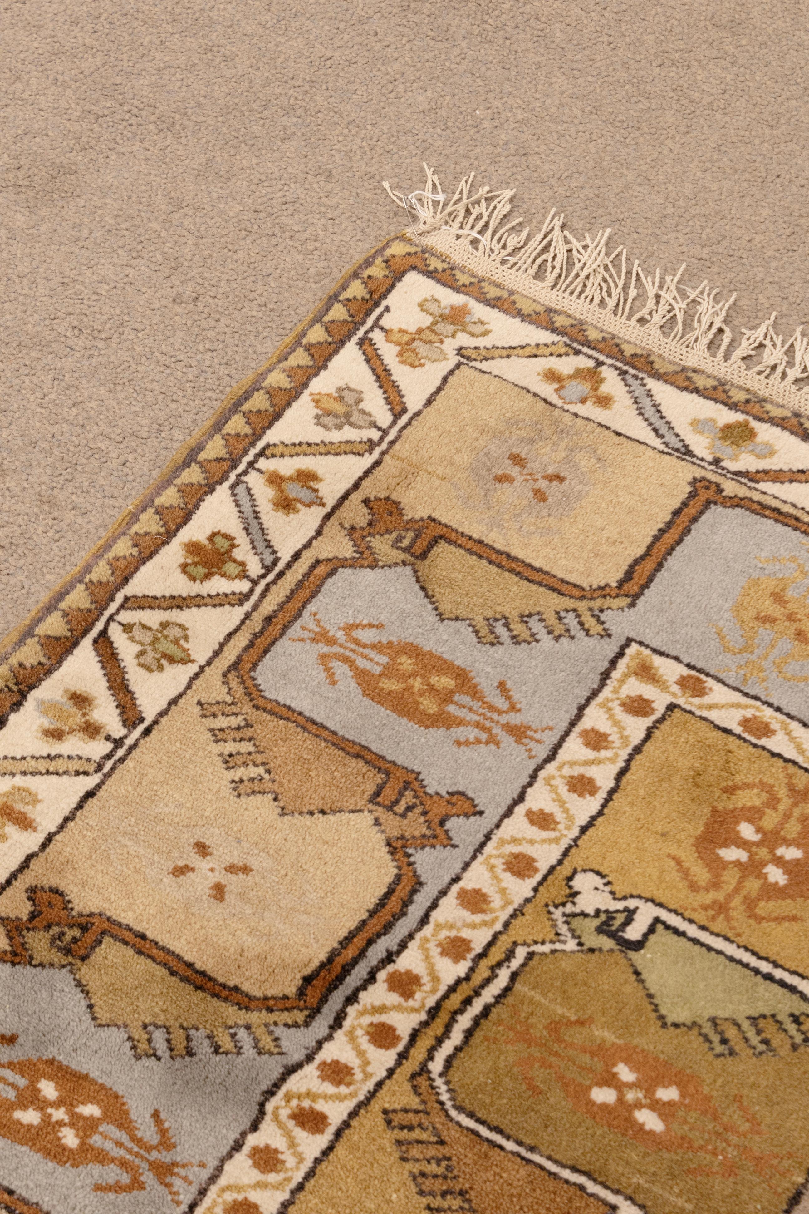 XX secolo Tappeto Vintage 1970 Old Milas fatto a mano in Turchia 100% pura lana 114 X 55 in vendita