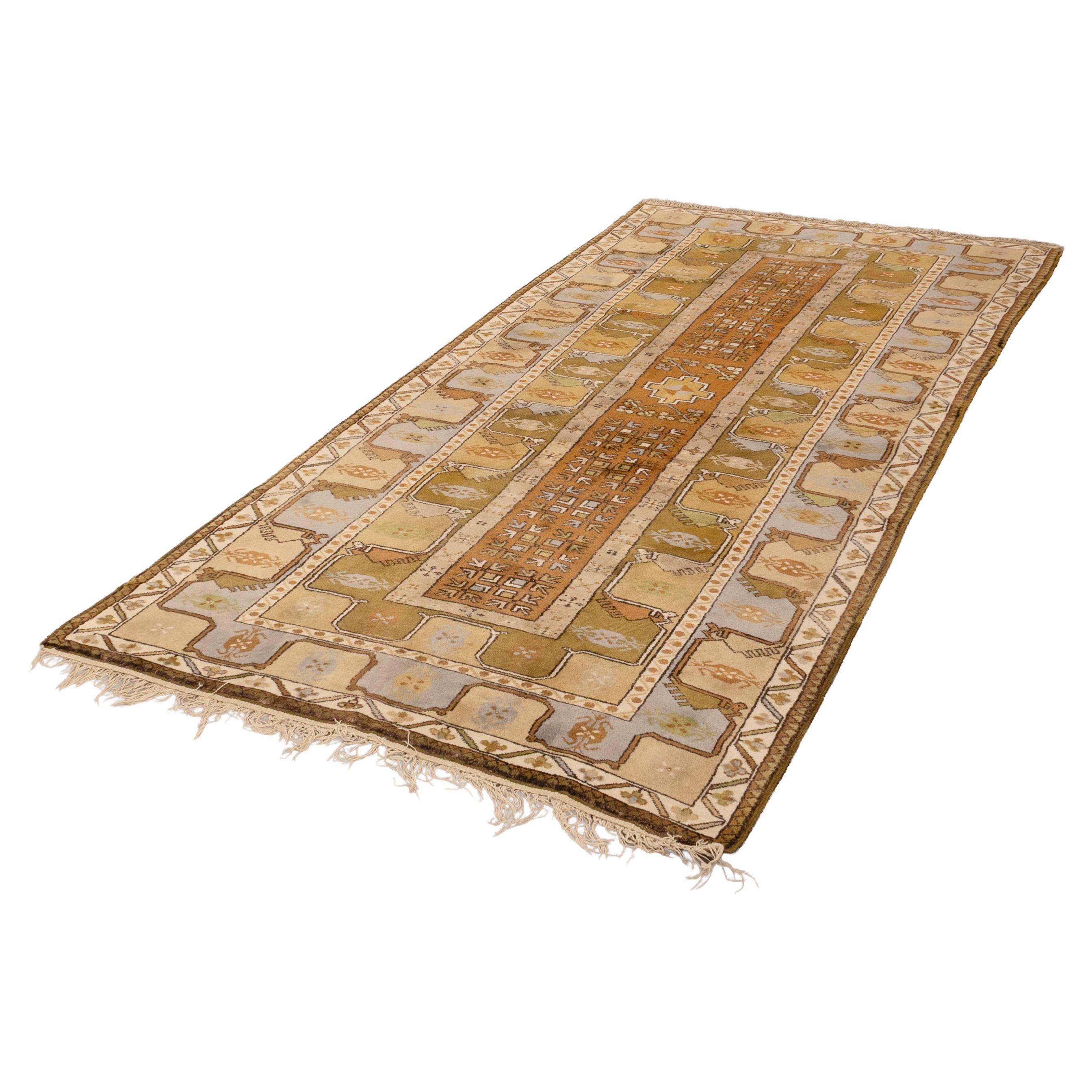 Vintage 1970s Old Milas Rug Handmade In Turkey 100% Pure Wool 114 X 55