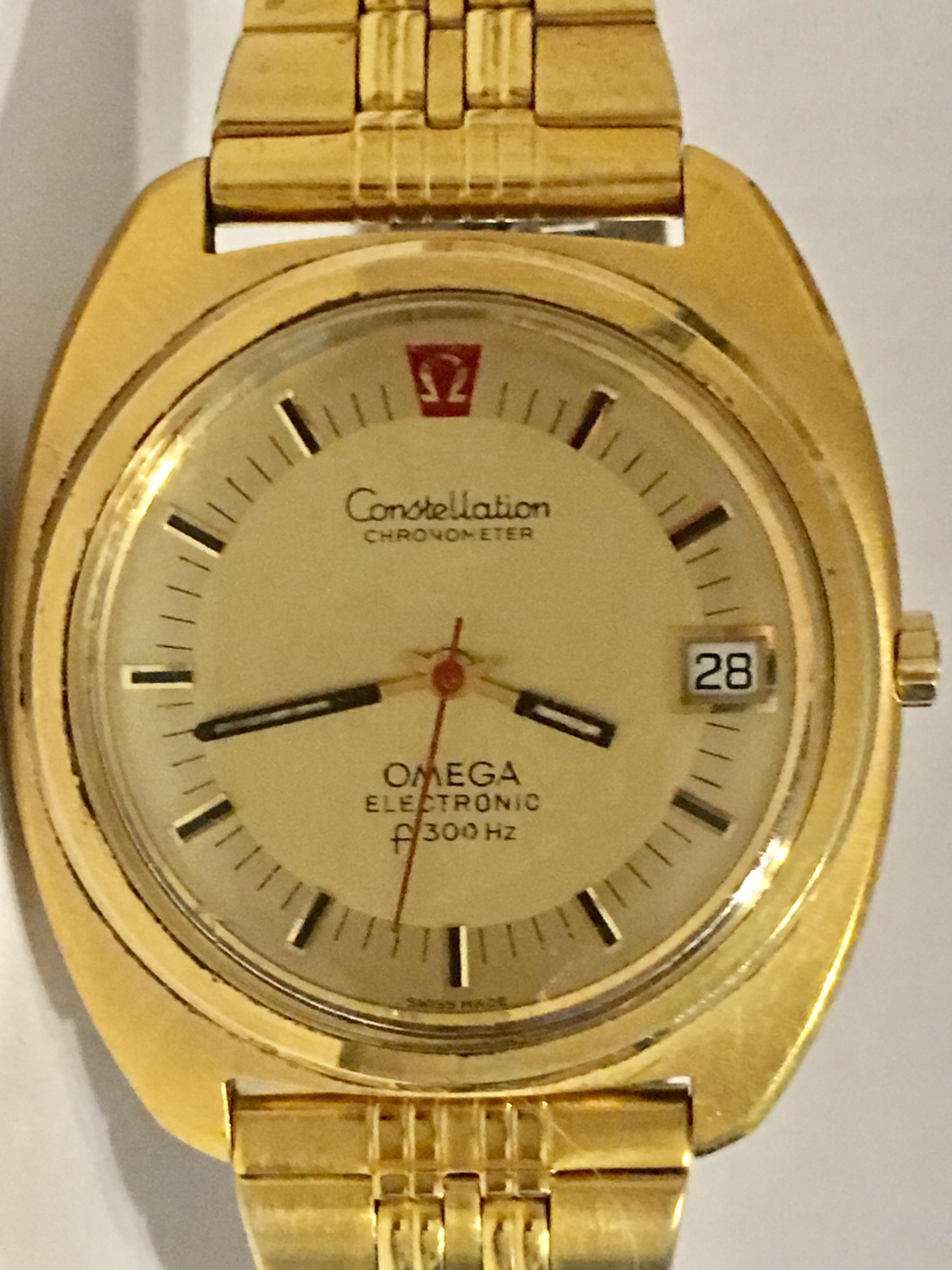Vintage 1970s Omega Constellation F300HZ Gold-Plated Electronic Watch 3