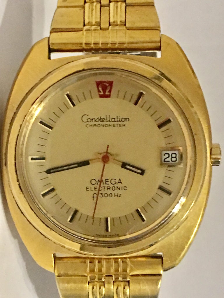 Vintage 1970s Omega Constellation F300HZ Gold-Plated ...