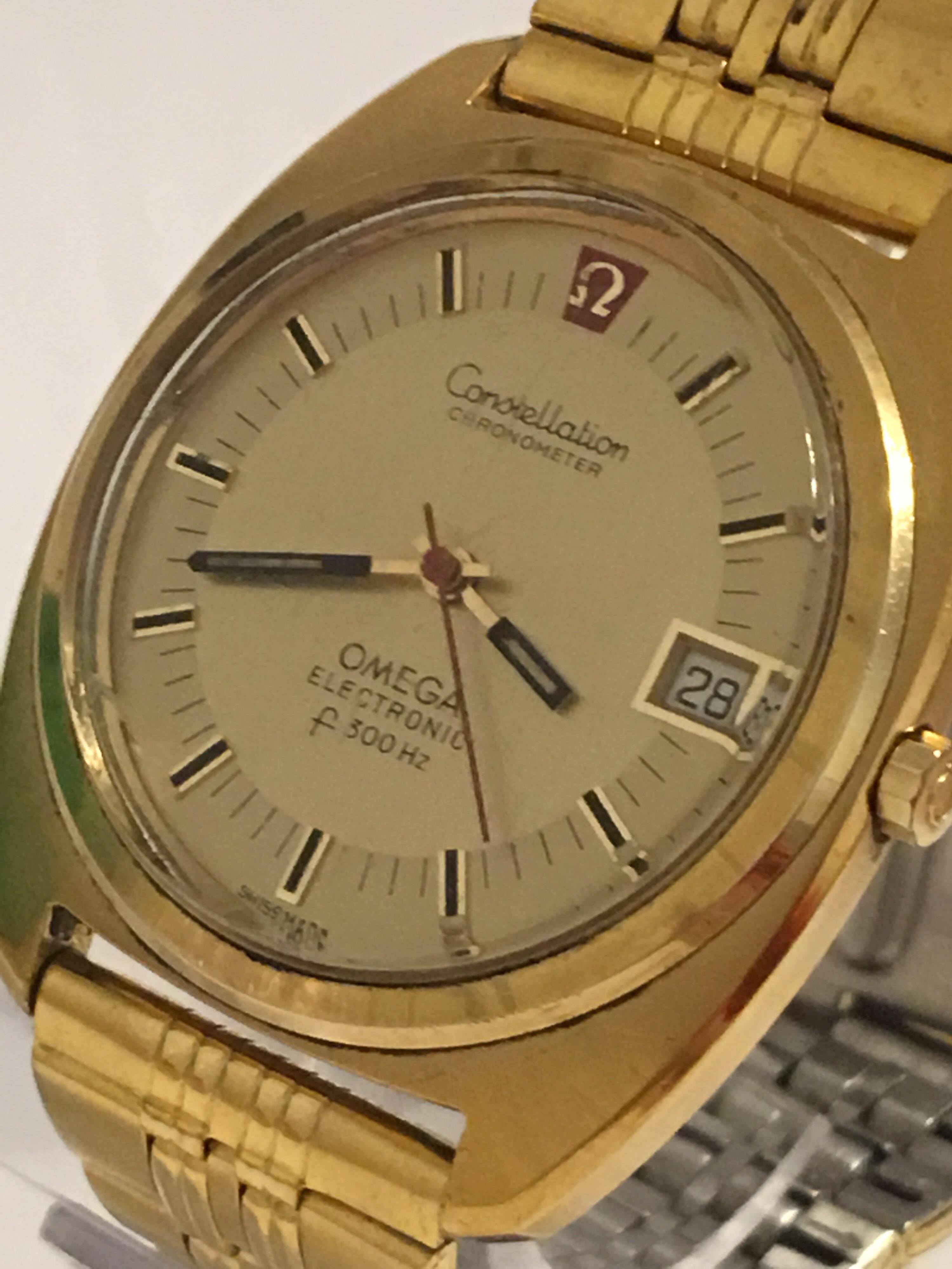Vintage 1970s Omega Constellation F300HZ Gold-Plated Electronic Watch 6
