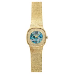 Vintage 1970s Omega Mosaic Opal Dial 14K Yellow Gold Manual 29 mm