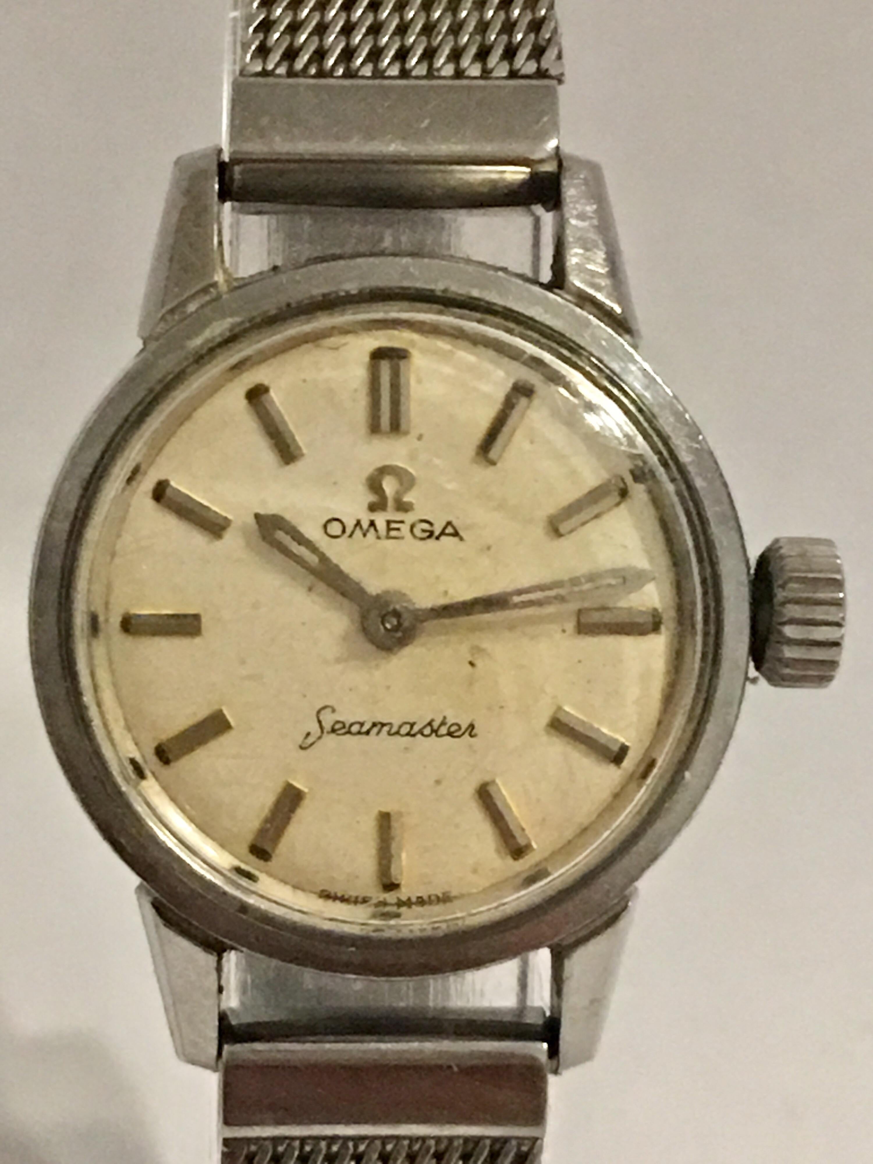 Vintage 1970s Omega Seamaster Ladies Stainless Steel Watch For Sale 5