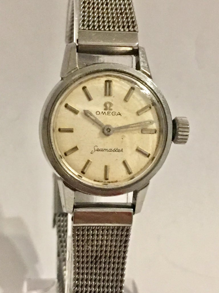 Vintage 1970s Omega Seamaster Ladies Stainless Steel Watch For Sale at