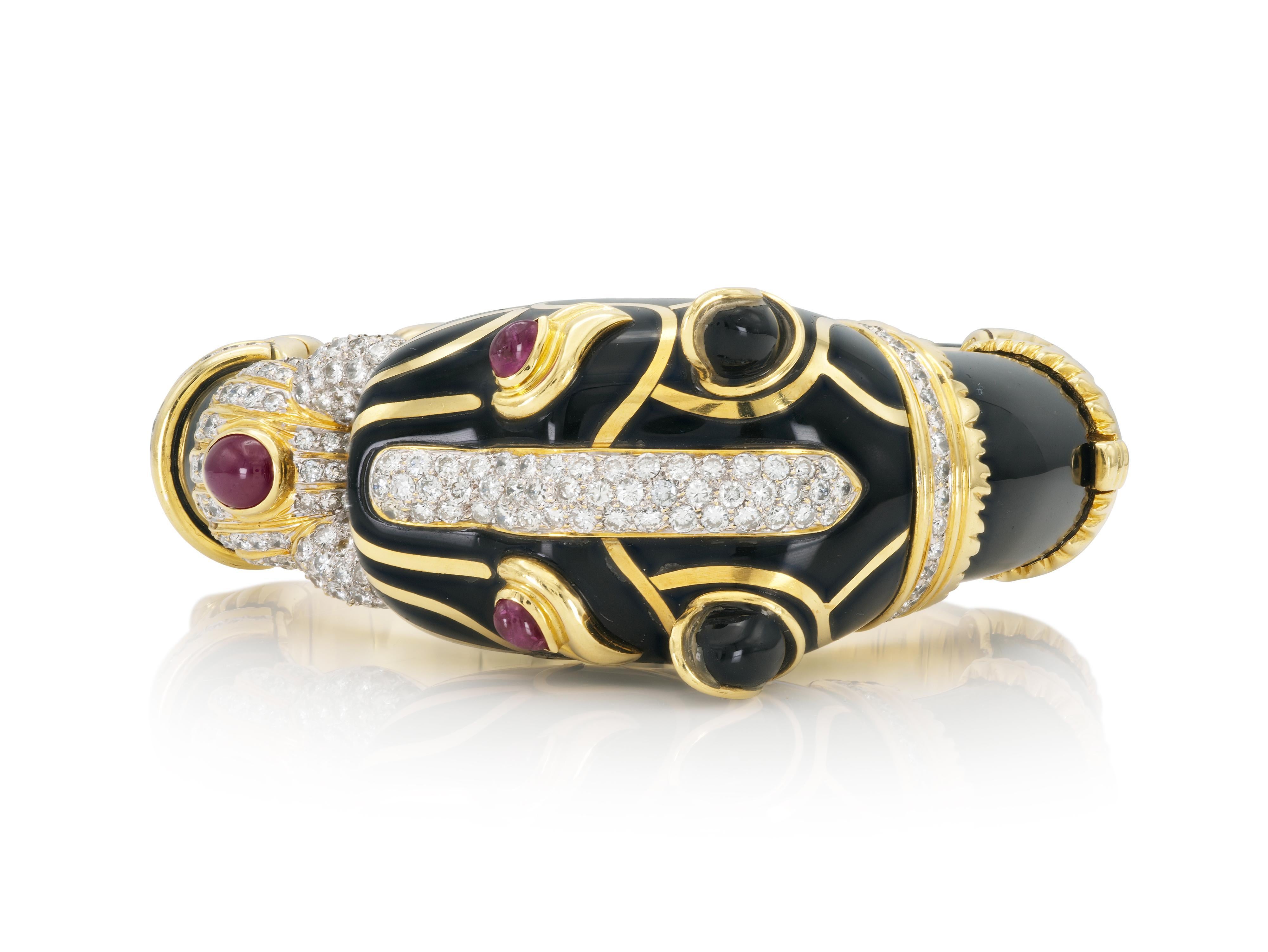 Mixed Cut Vintage 1970s Onyx Tiger Bracelet For Sale