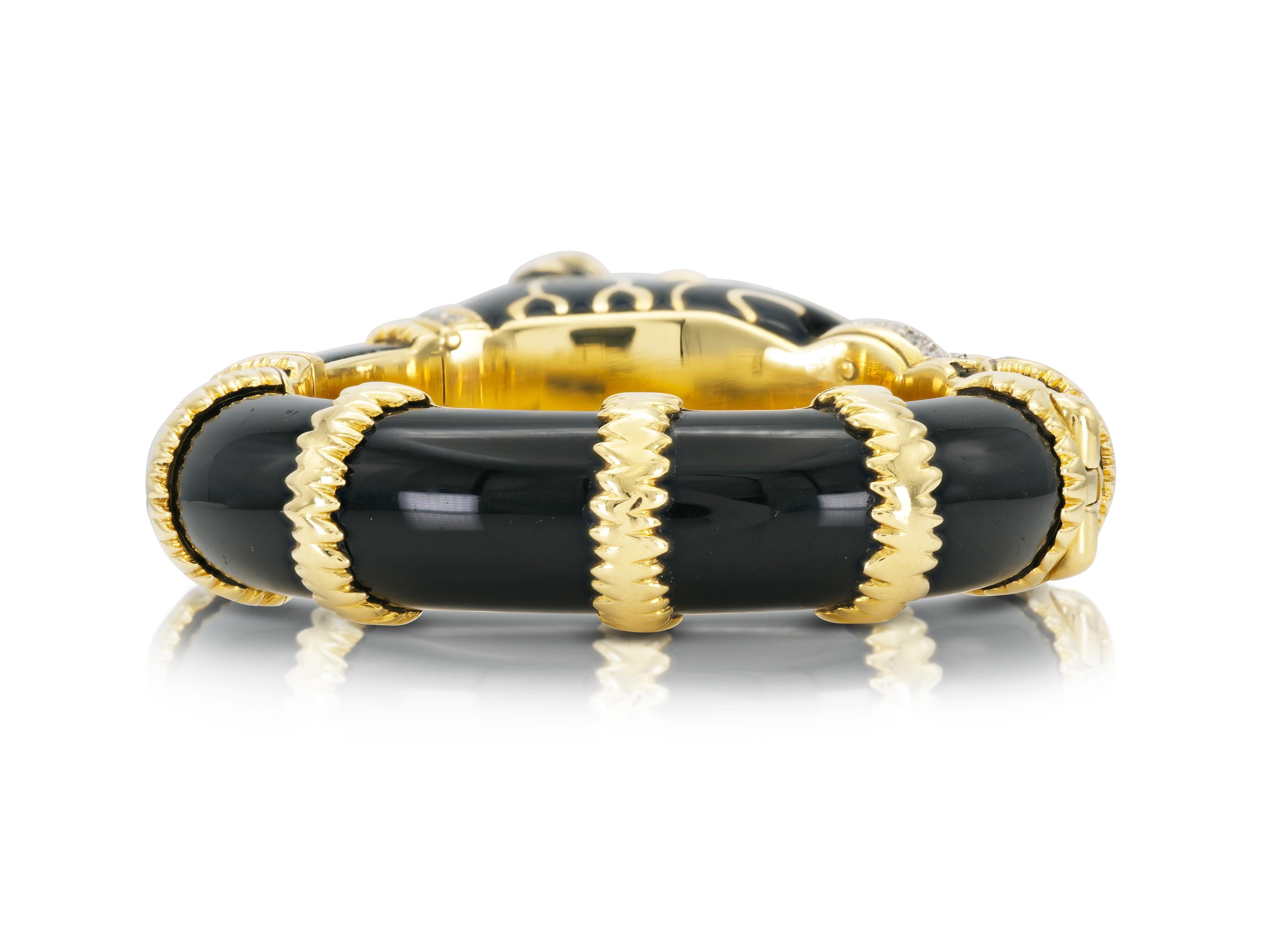 Women's Vintage 1970s Onyx Tiger Bracelet For Sale