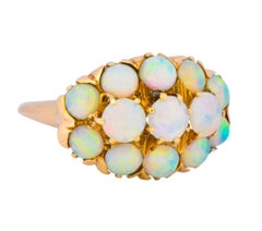 Vintage 1970s Opal 14 Karat Gold Cluster Ring