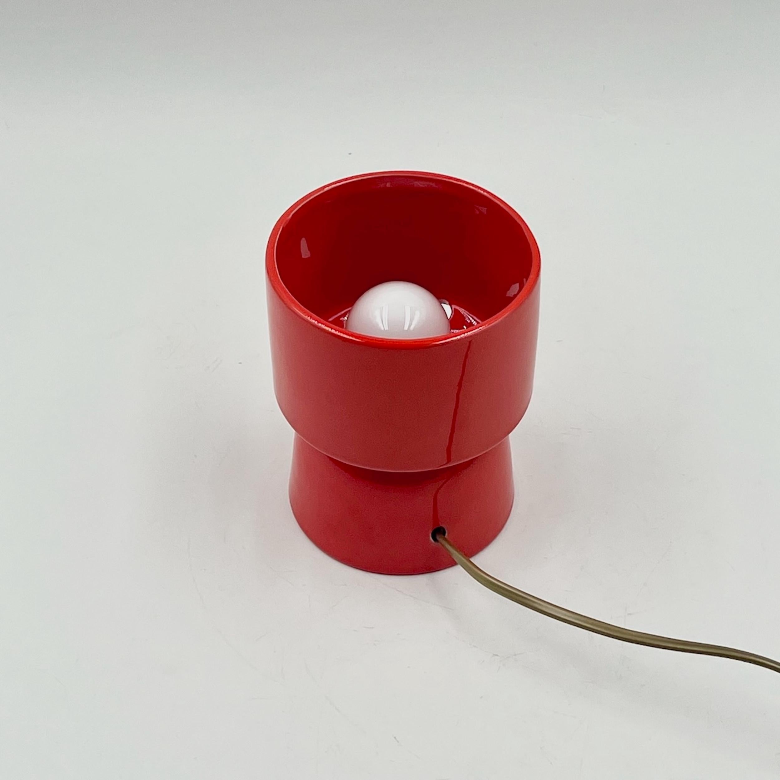 Orange Vintage-Tischlampe aus Keramik, 1970er Jahre, MCM-Design, italienische Beleuchtung im Angebot 5